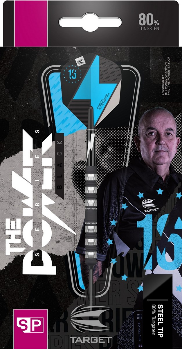 Target Darts Power Series Black 80% Tungsten SP Steel Tip Darts  21 grams