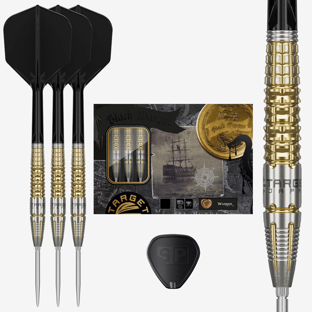 Target Black Marque Warrior 90% SP Steel Tip Darts 23 grams