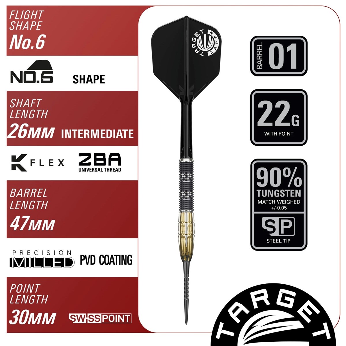 Target Pyro G11 90% SP Steel Tip Darts 22 grams
