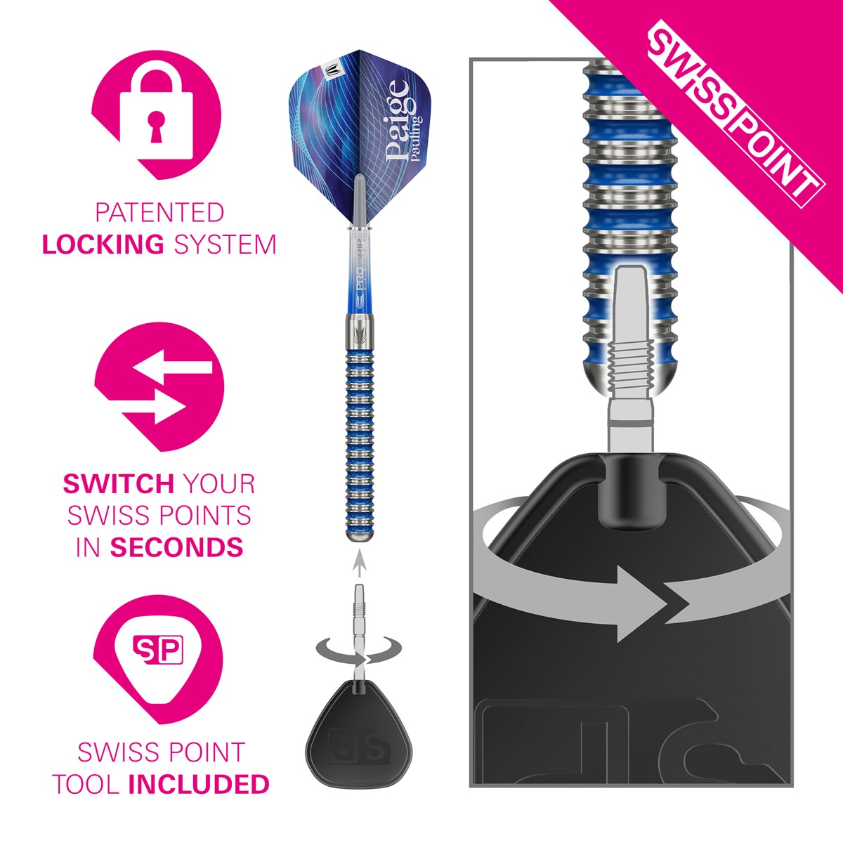 Target Darts Paige Pauling 90% Tungsten SP Steel Tip Darts 22 grams