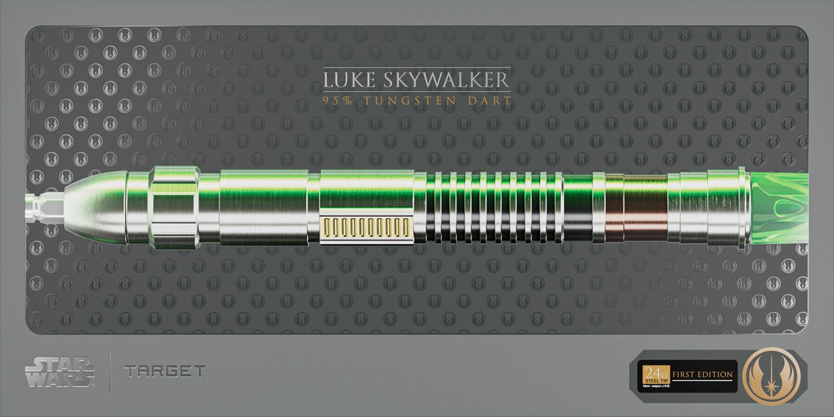 Target Darts Star Wars Luke Skywalker "The Jedi Knight" Light Saber Edition 95% Tungsten SP Steel Tip Darts 24 grams