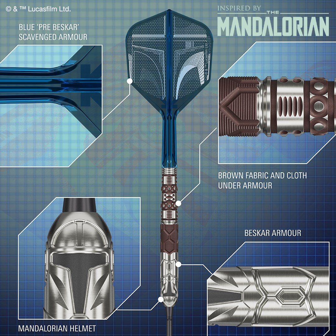 Target Darts Star Wars Mandalorian 95% Tungsten SP Steel Tip Darts 24 grams