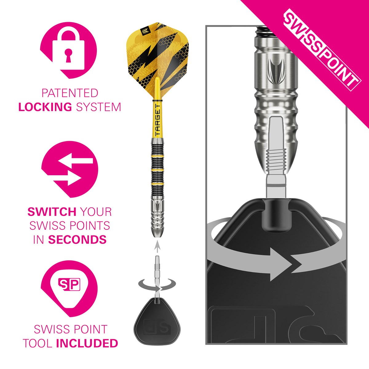 Target Buzz SP02 90% Swiss Point Steel Tip Darts 24 grams