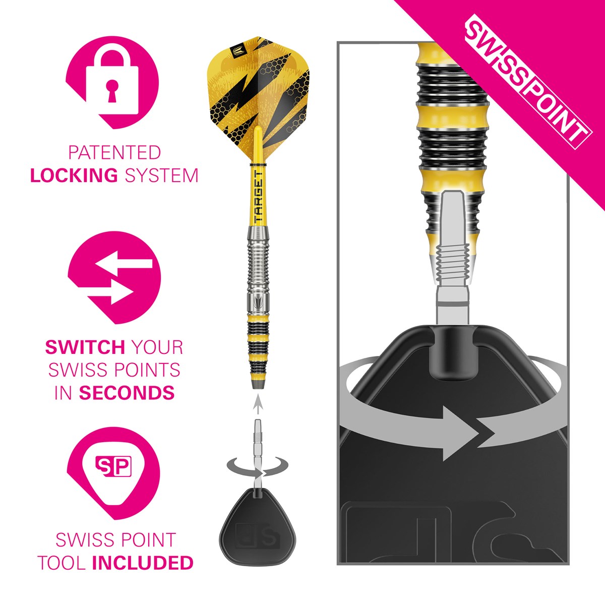 Target Darts Buzz SP03 90% Swiss Point Steel Tip Darts 23 grams