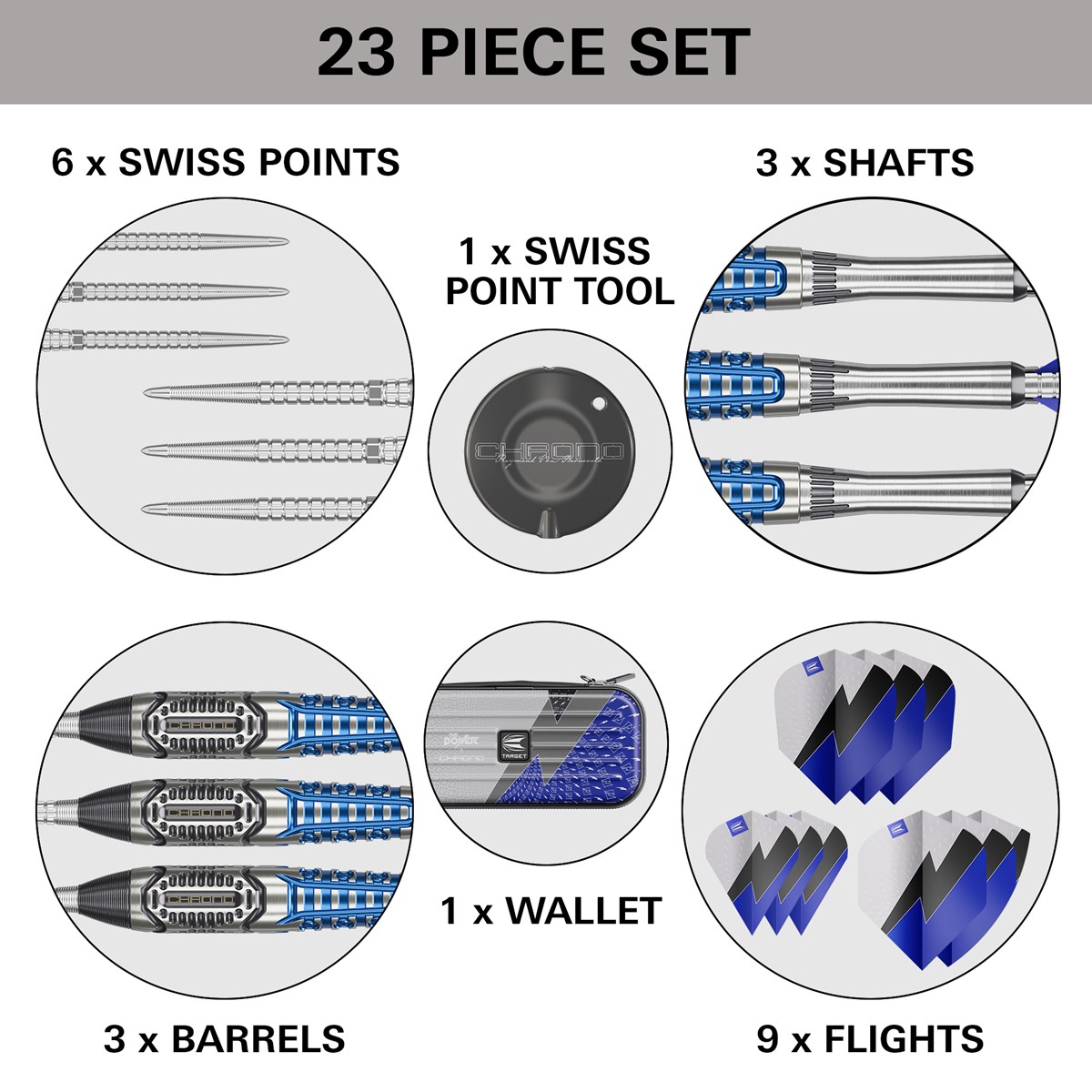 Target Darts Phil Taylor Power Chrono Tungsten SP Steel Tip Darts 26 grams