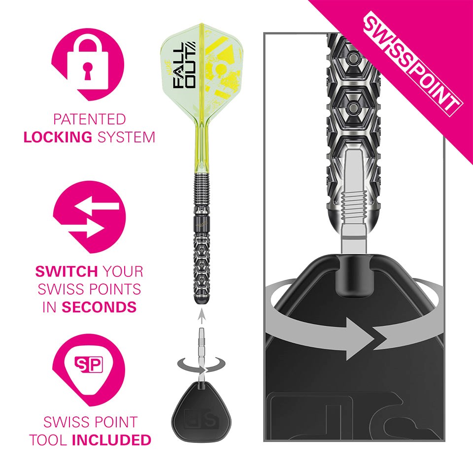 Target Darts Luke Littler Nuke Fallout 90% Tungsten SP Steel Tip Darts 24 grams