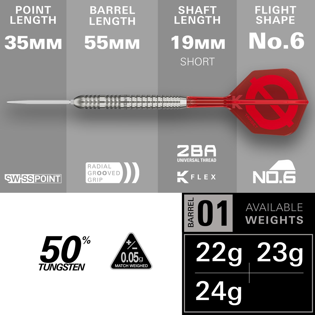 Target Group Ø 03 50% Swiss Point Steel Tip Darts 22 grams