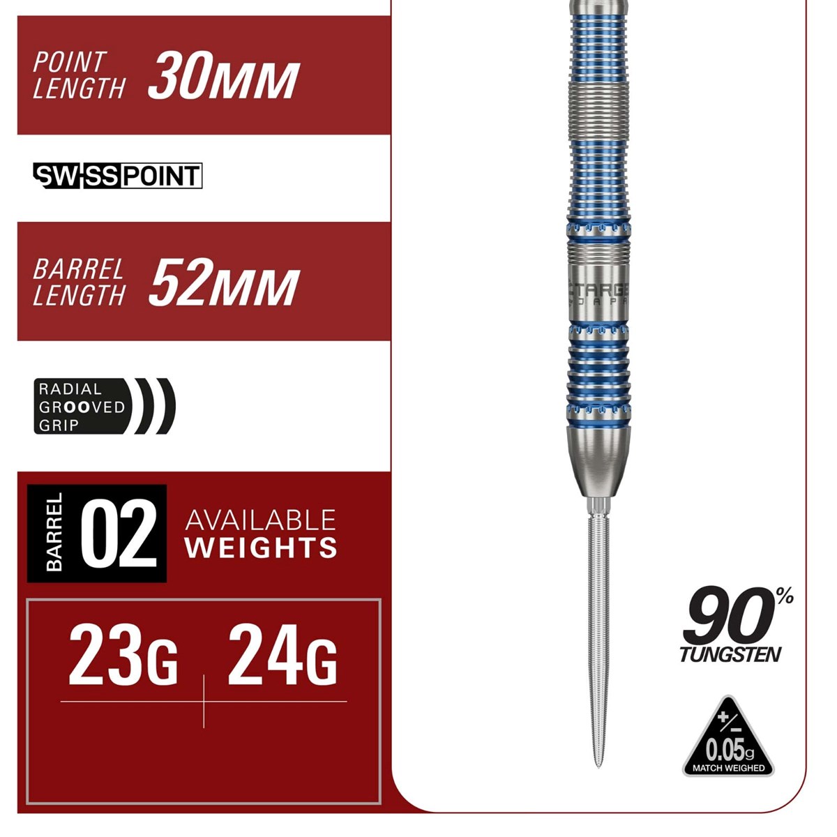 Target Mizu 02 90% SP Steel Tip Darts 24 grams