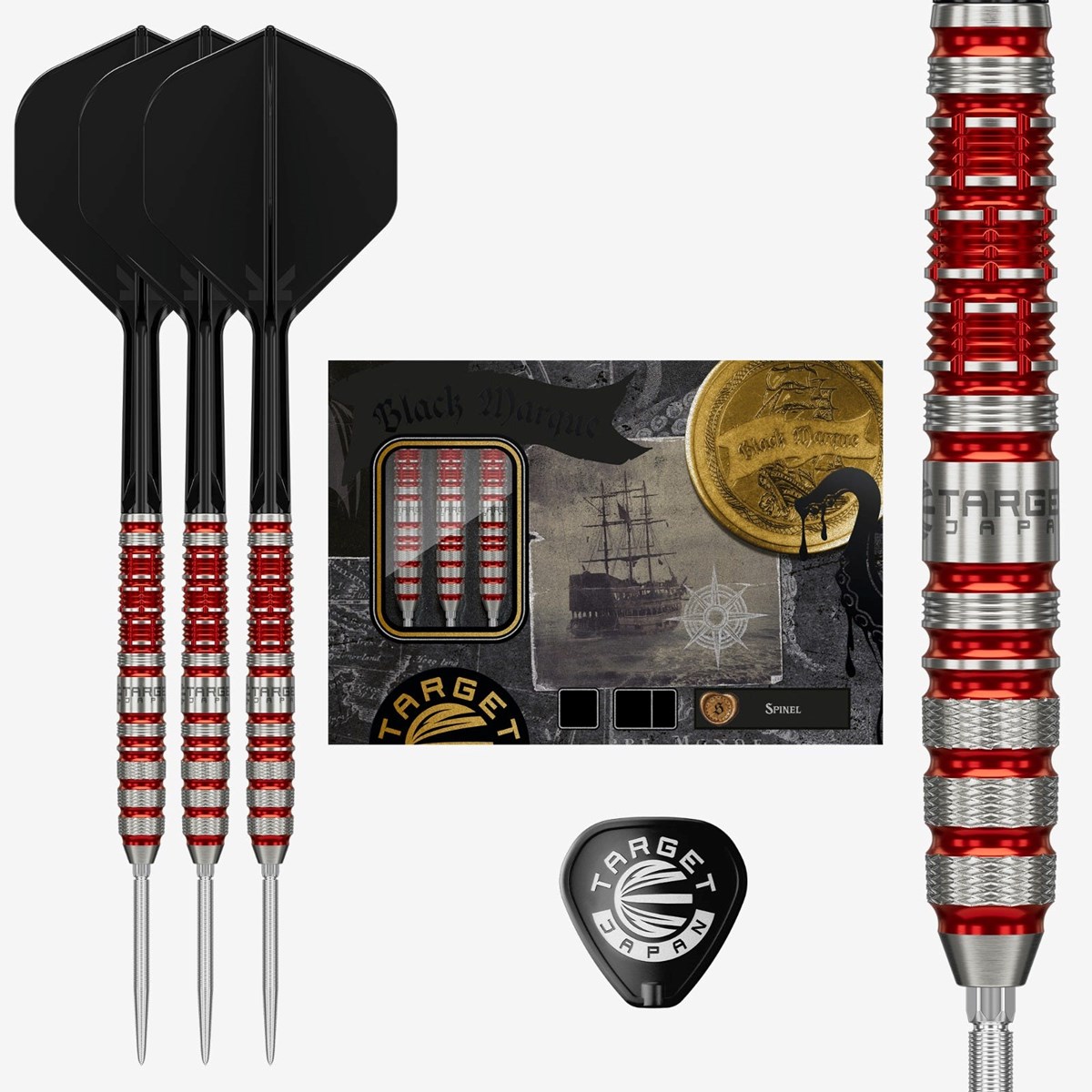 Target Black Marque Spinel 90% SP Steel Tip Darts 23 grams