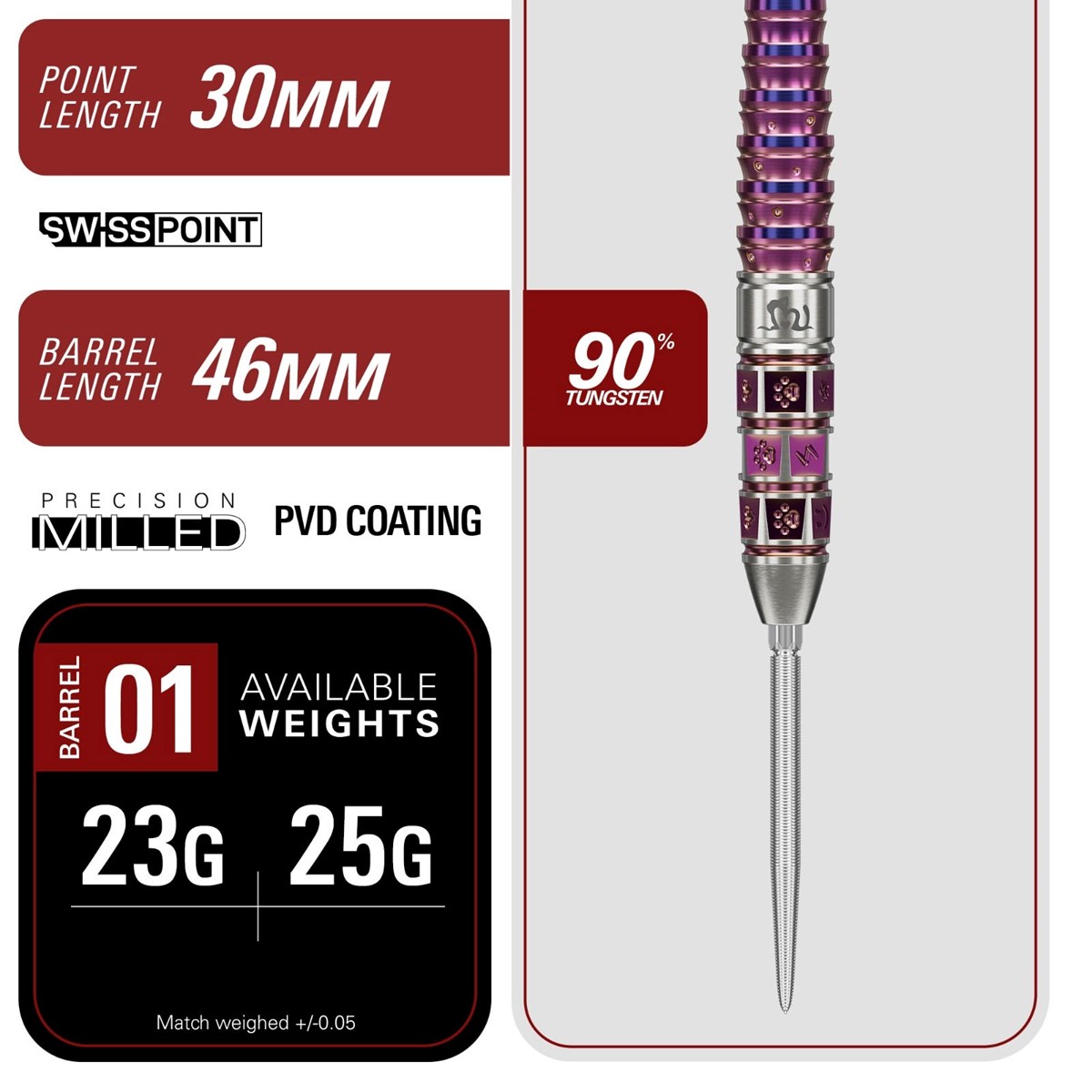Target Prime Mayo G8 90% SP Steel Tip Darts 25 grams