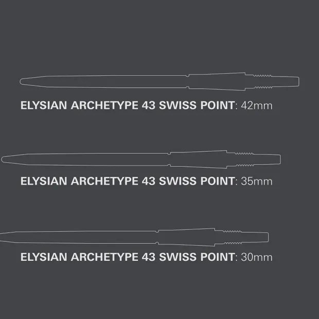 Target Darts Elysian Archetype 43 Swiss Point - Silver (35mm)