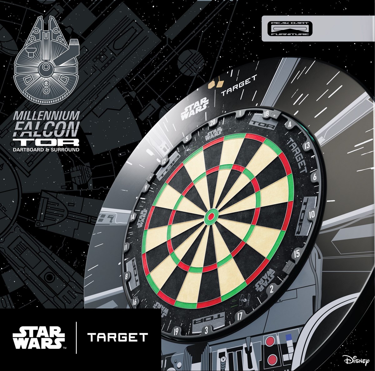 Target Darts Star Wars Millennium Falcon Surround and Dart Board Bundle